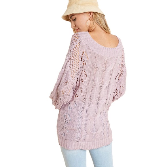 Cable Knit One Shoulder Sweater - Picture 4 of 5